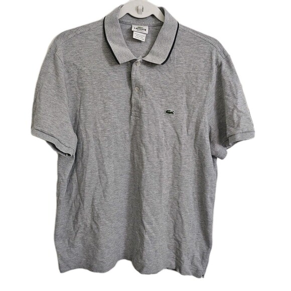 Lacoste Polo Shirt Mens XL Gray Classic Fit Short Sleeve Collared Top Fr 6 US XL - Picture 1 of 8
